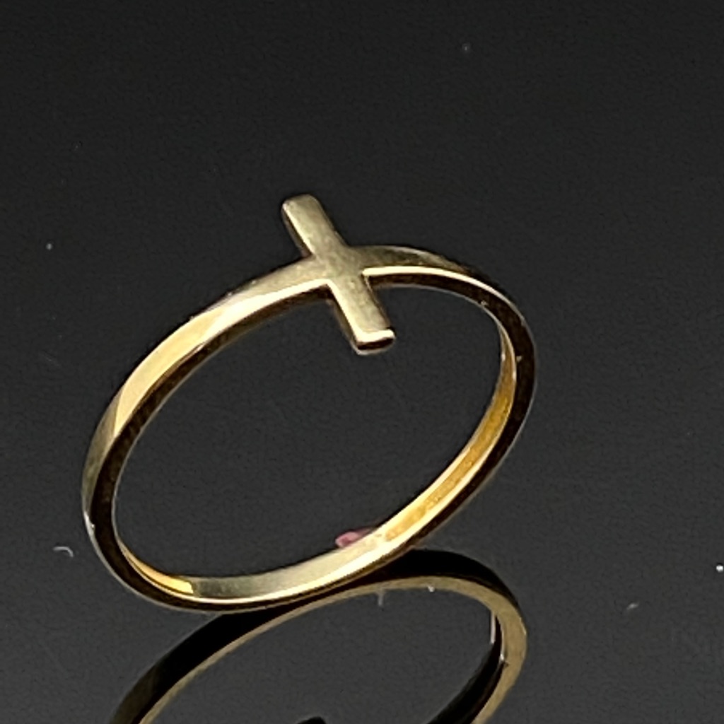 Solid 10k Yellow Gold Jesus Sideways Cross Band